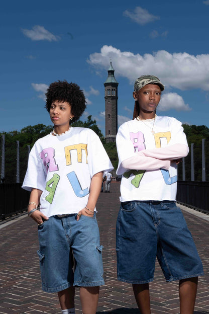 R.E.A.L Tee w/rhinestones (multi-color)