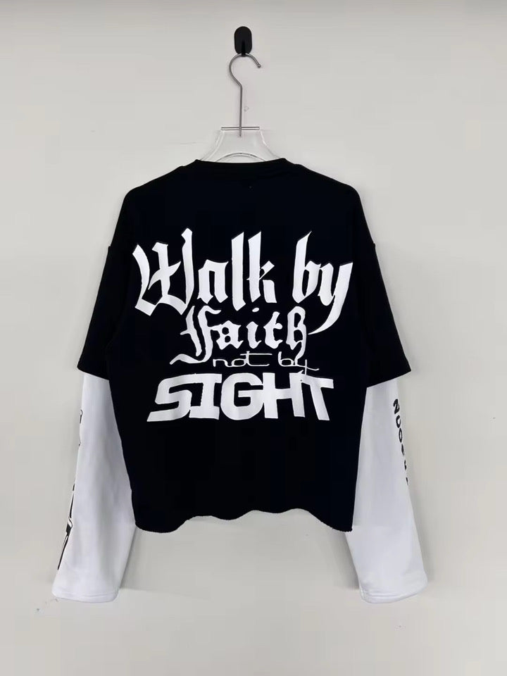 "Walk By Faith Not By Sight" Long Sleeve (black/white)