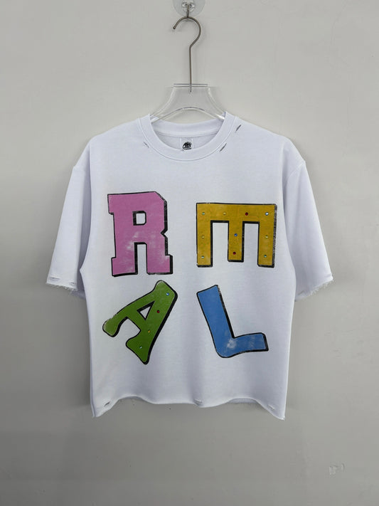 R.E.A.L Tee w/rhinestones (multi-color)