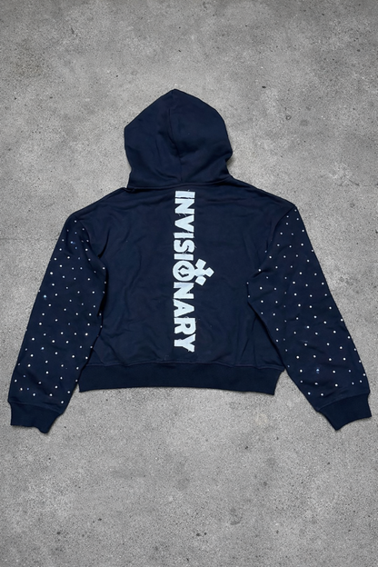 "NY REVIVED" Zip up Hoodie w/rhinestones (Black)